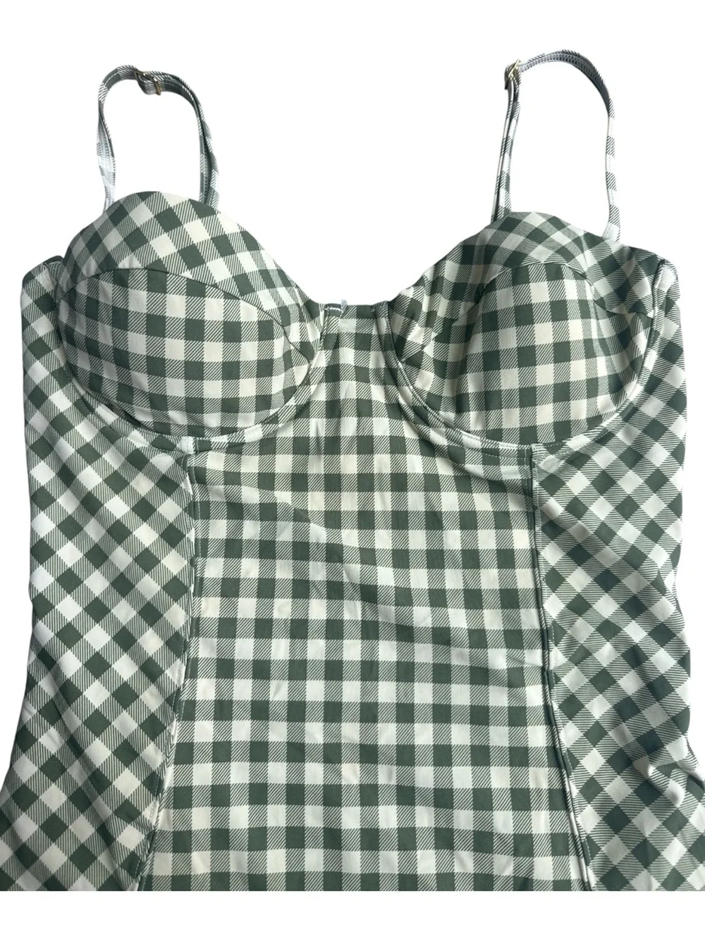 Tory Burch Green Gingham One Piece Swimsuit